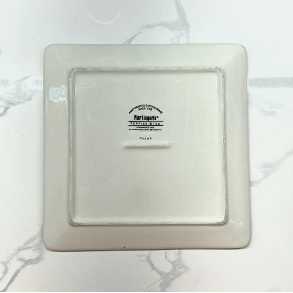 Pier 1 Imports Poppies Earthenware Square Dinner Plate 10.5" Two Plates - Picture 2 of 8